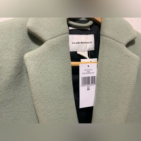 Club Monaco Slim Tailored Coat in Sage, Size XS NEW w/Tag $479 - Picture 4 of 7